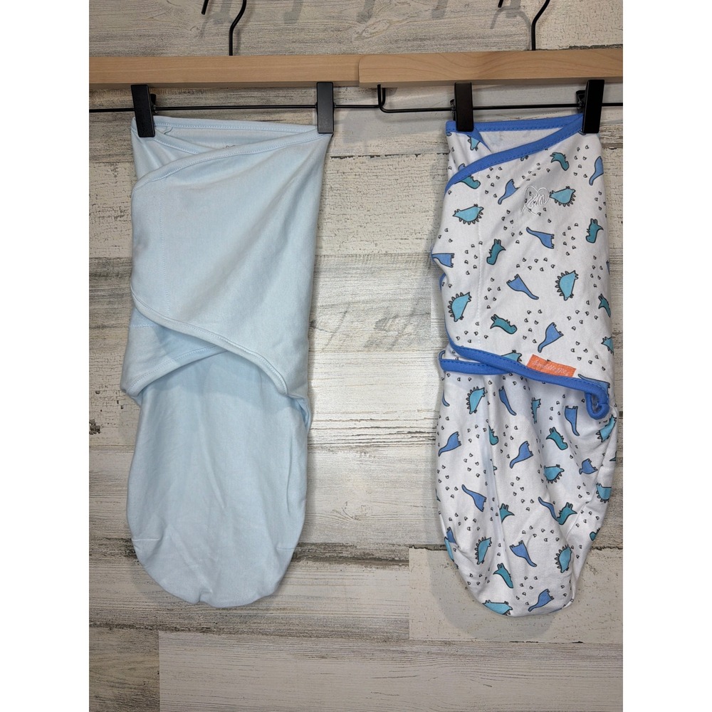 SwaddleMe Amelia Phoebe Swaddle Bundle Boys S/M Blue Dino Print Cotton EUC